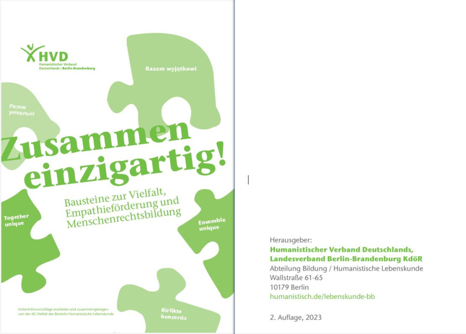 "Zusammen einzigartig!" Unterrichtsbausteine zu den Themen Migration, Vielfalt, Empathieförderung und Menschenrechtsbildung (Digitale Broschüre, 2. Auflage 2023)