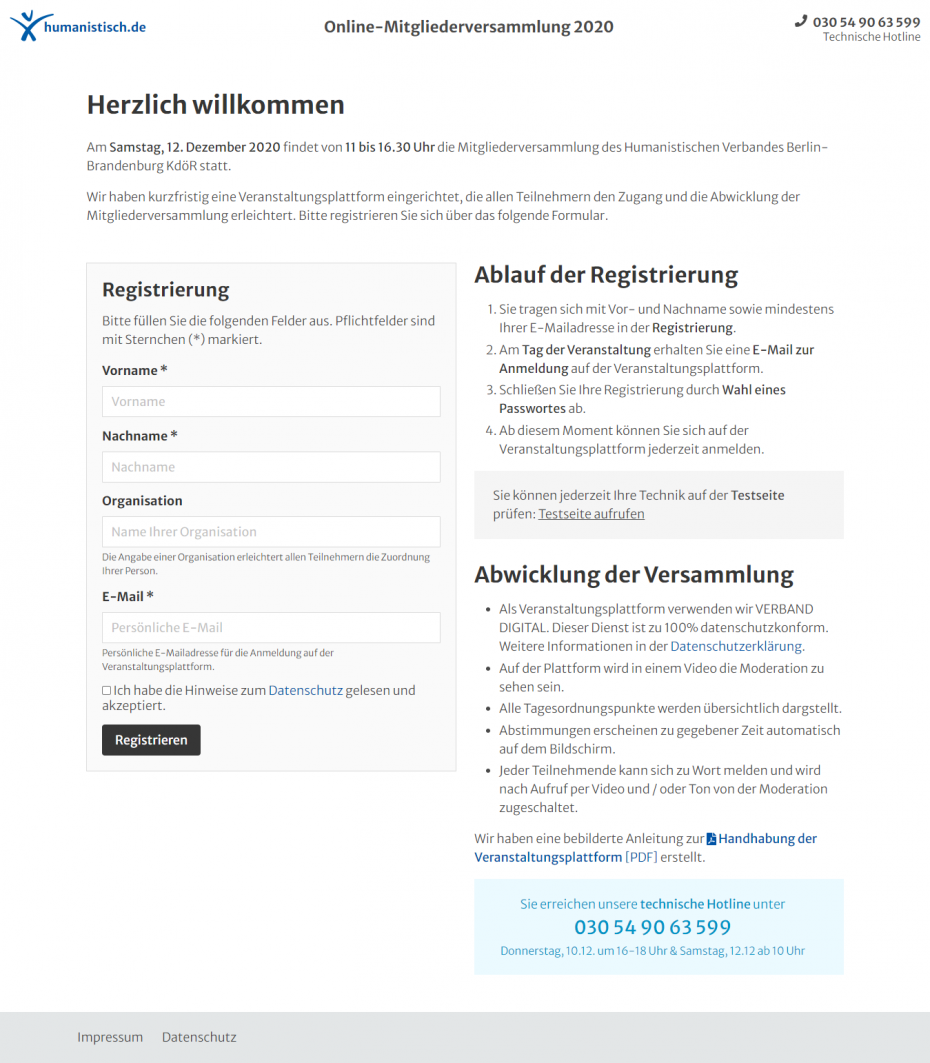 Registrierungsseite aufrufen und persönliche Daten eintragen