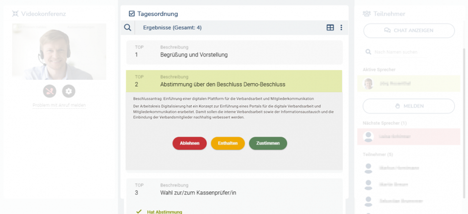 Tagesordnung und Abstimmungen