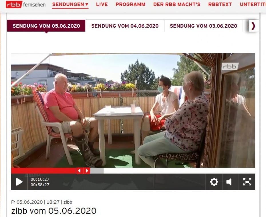 Filmbeitrag im zibb am 05.05.2020