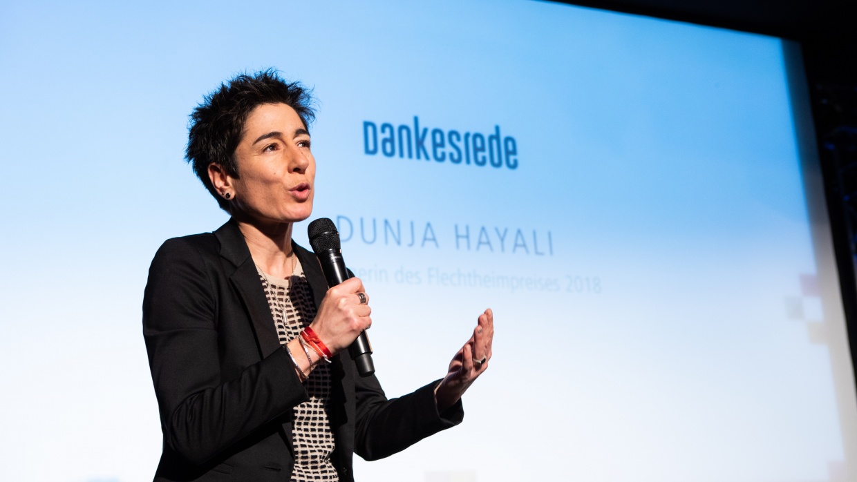 Dunja Hayali bei der Verleihung des Flechtheimpreises für Demokratie und Menschenrechte 2018