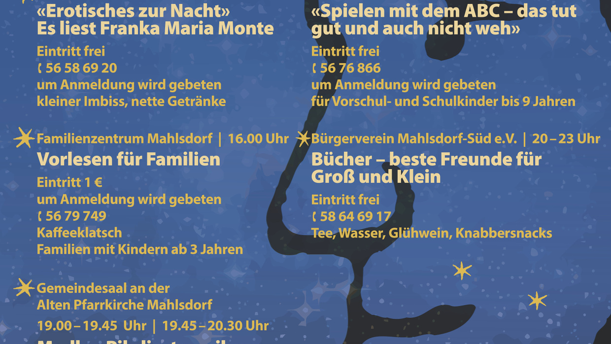 Flyer Lesenacht entlang der TRAM 62